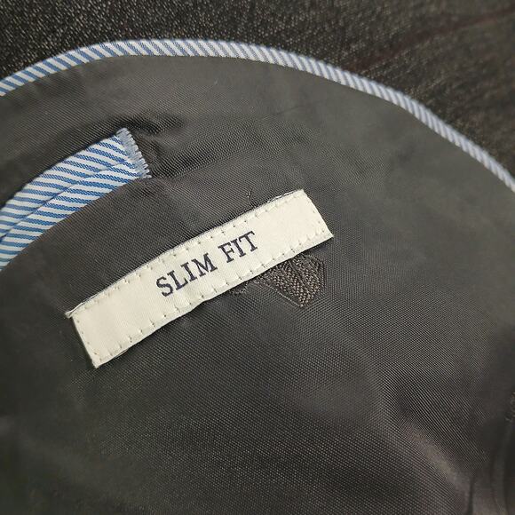 Jos.A.Bank Brrr Comfort Blazer 48L Slim-Fit Wool Charcoal Grey Window Pane Plaid - Picture 6 of 16